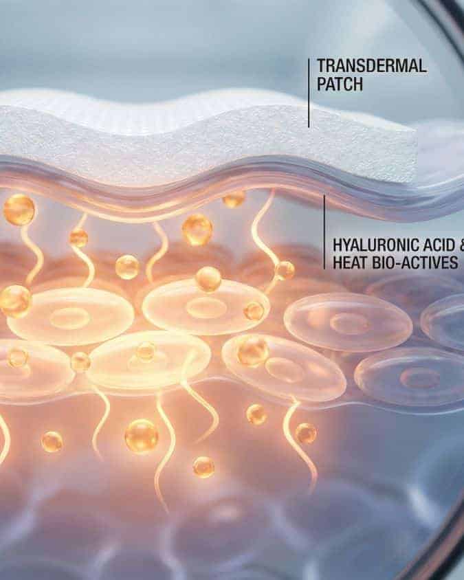 Patch transdermico e acido ialuronico in azione sulla pelle.