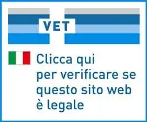 Certificazione veterinaria con bandiera italiana e testo di verifica legale sito web.